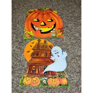 Vintage Halloween Die Cut Lot Haunted House Ghost Pumpkin Decor 1970s 1980s